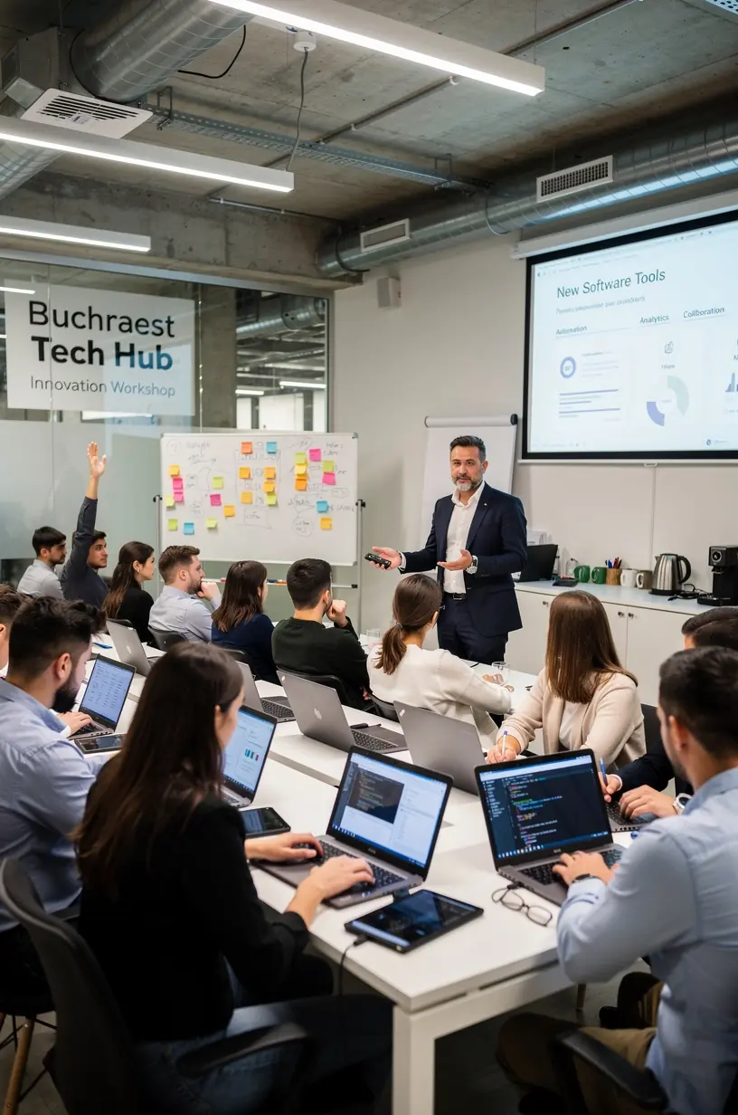 Mână ținând un smartphone cu notificări despre actualizări tehnologice utile pentru utilizatori casnici.