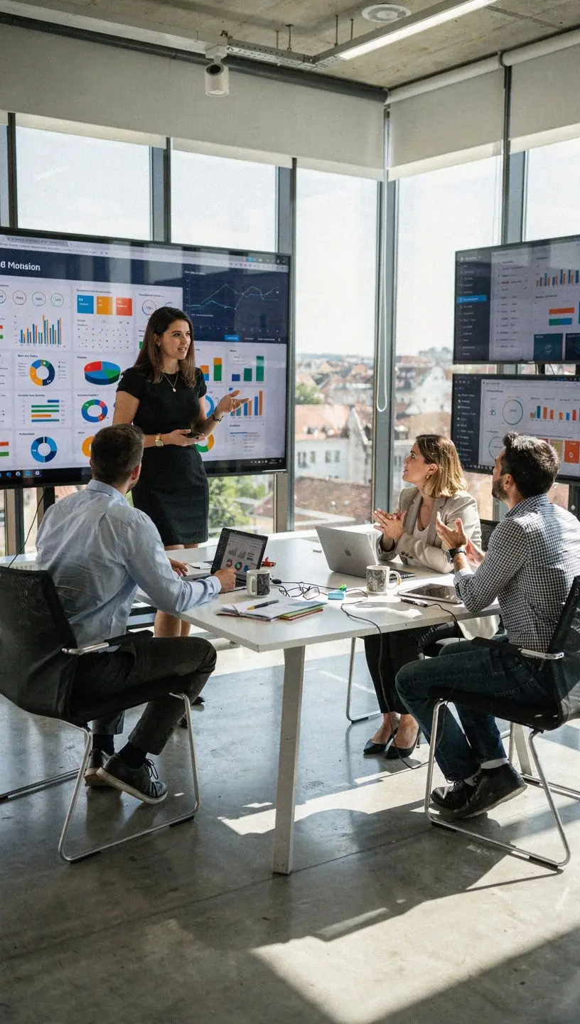 Persoană care utilizează un dispozitiv smart pentru gestionarea timpului zilnic într-un mediu domestic modern.